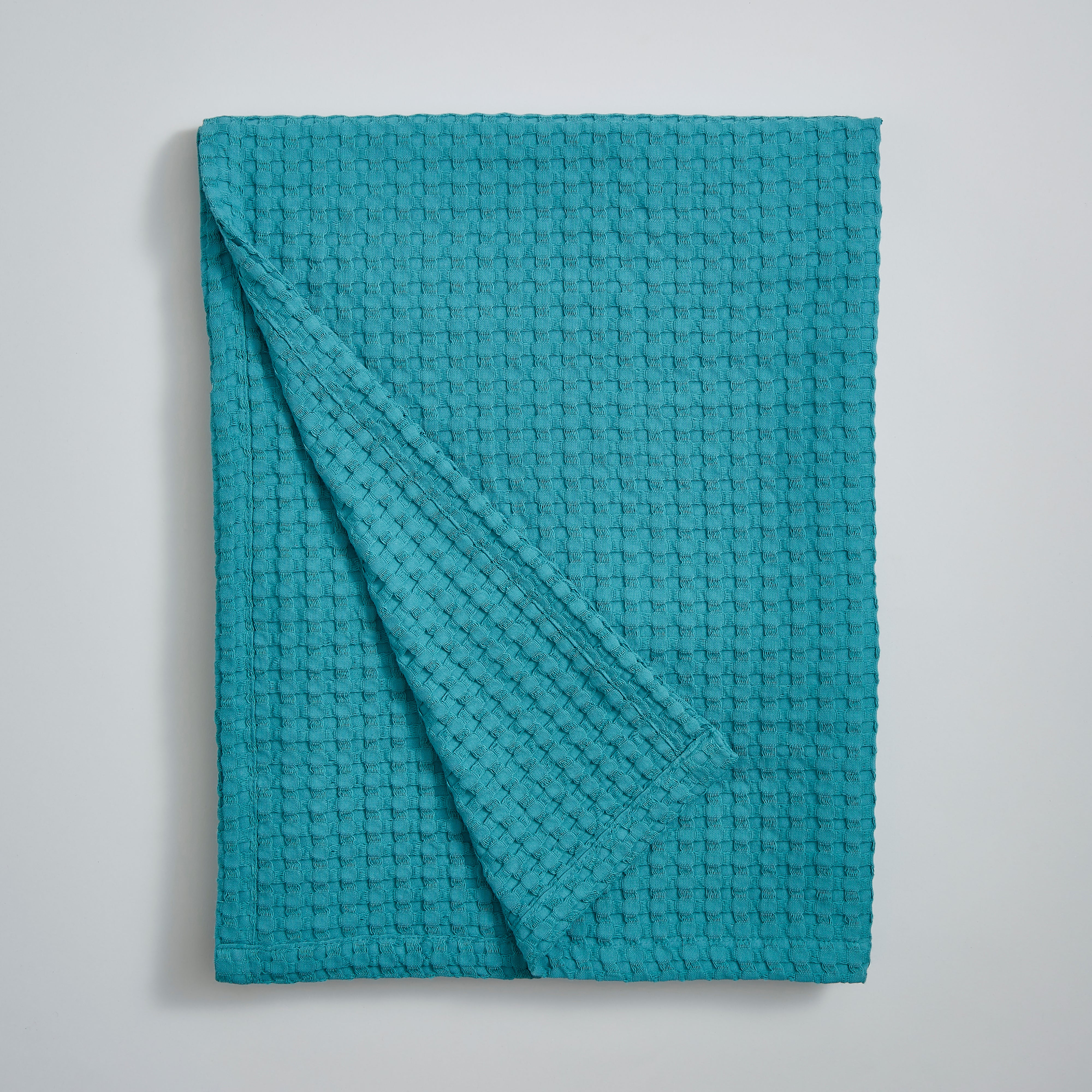 Remade 100 Recycled Cotton Waffle Throw Blue