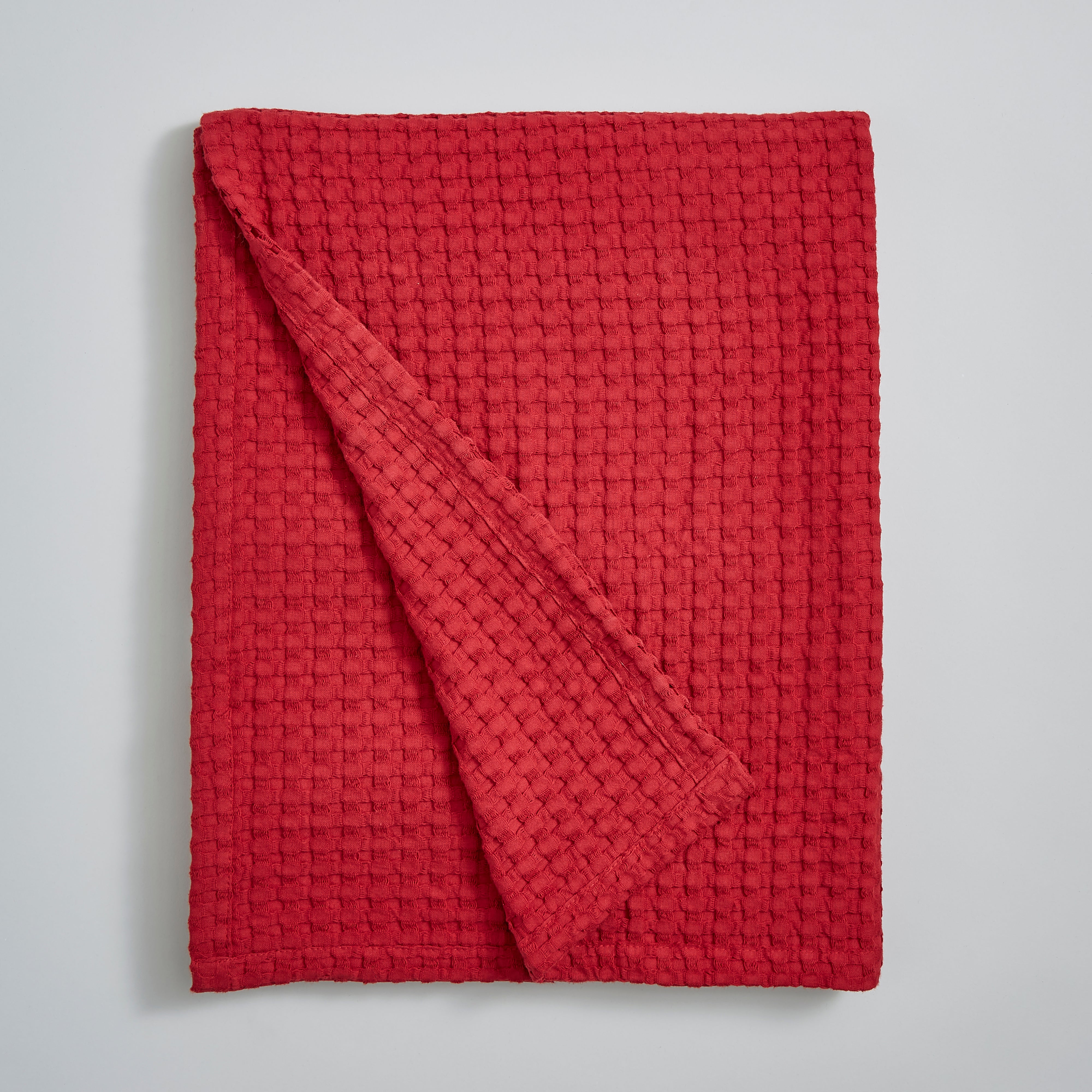 Remade 100 Recycled Cotton Waffle Throw Red