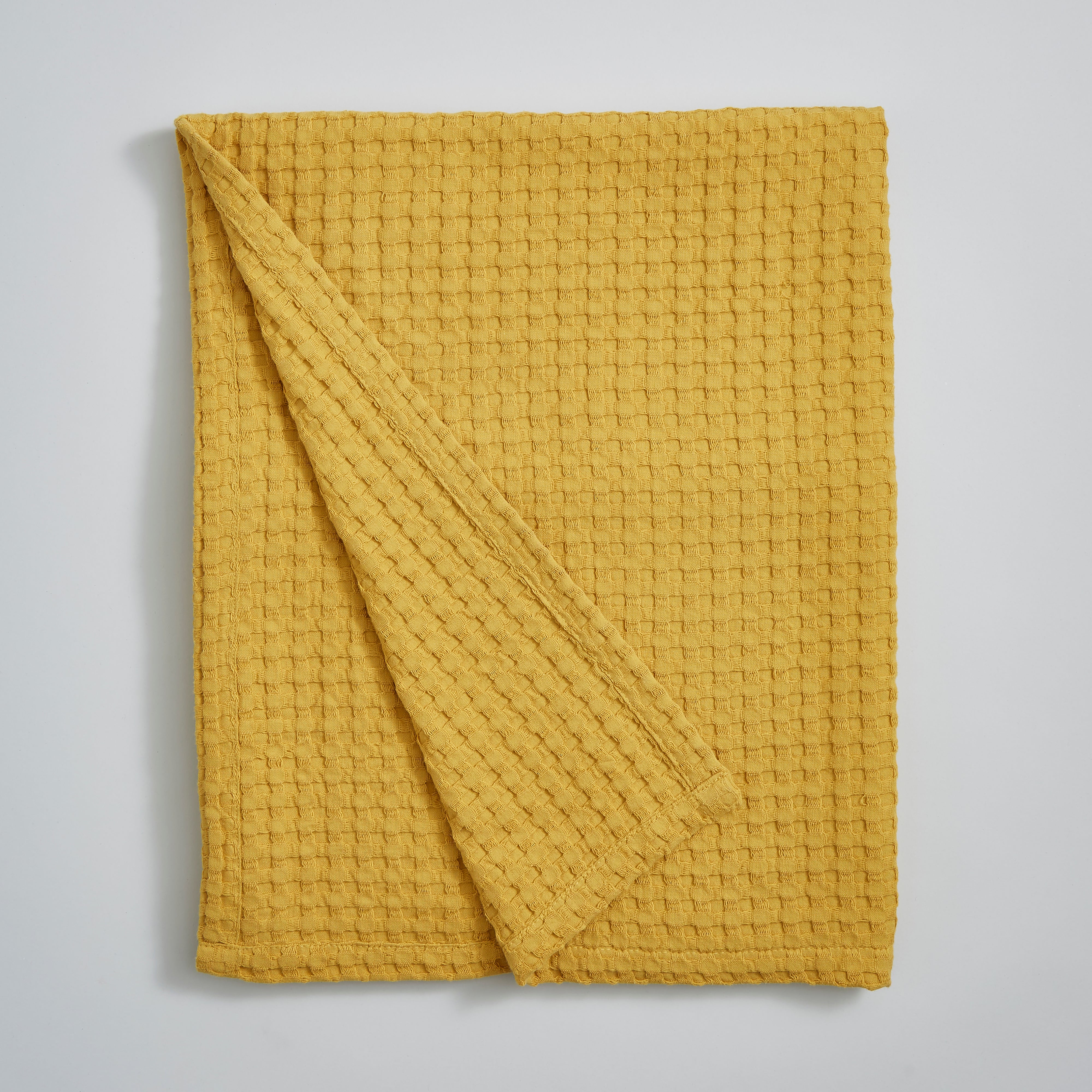 Remade 100 Recycled Cotton Waffle Throw Yellow