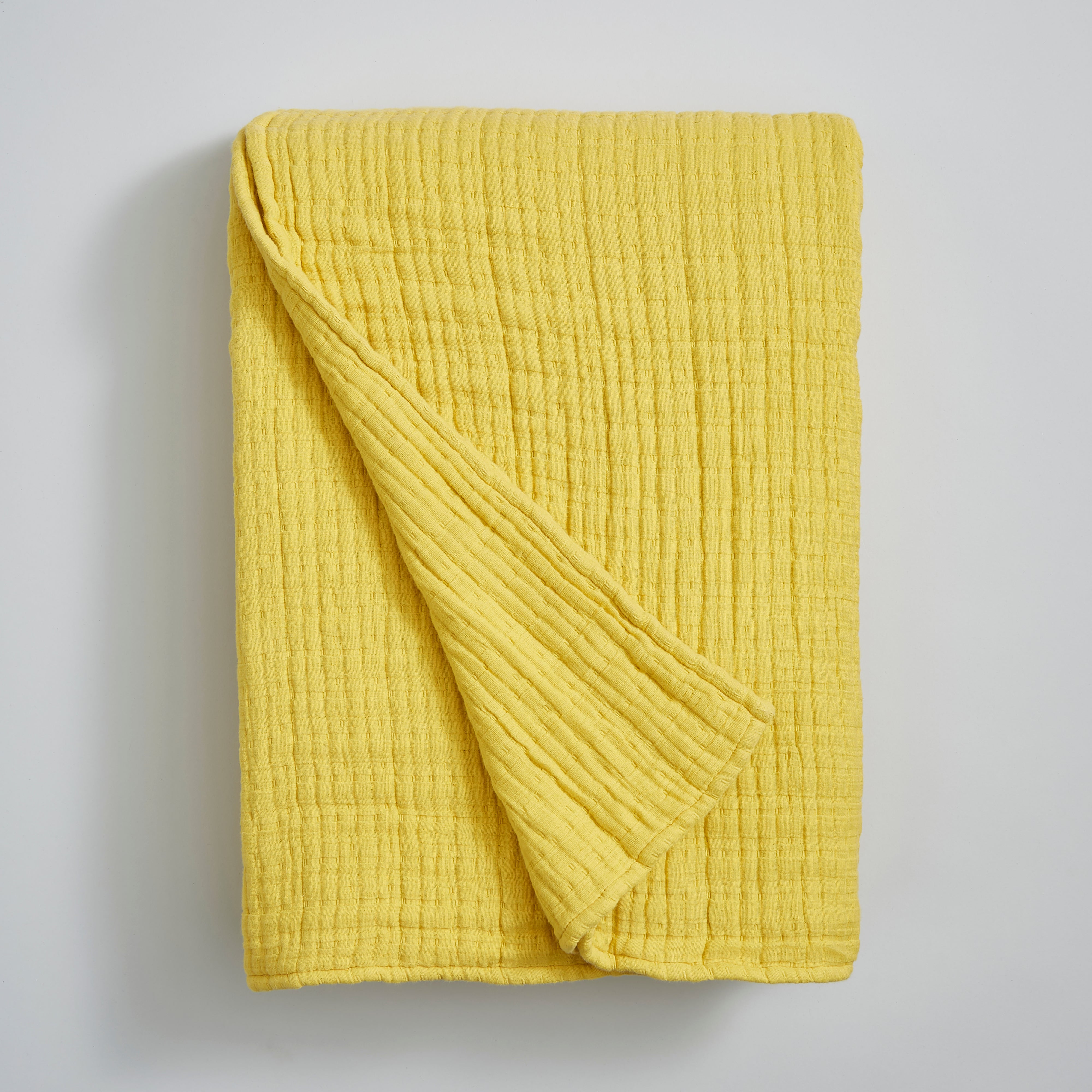 Remade 100 Recycled Cotton Muslin Throw Yellow