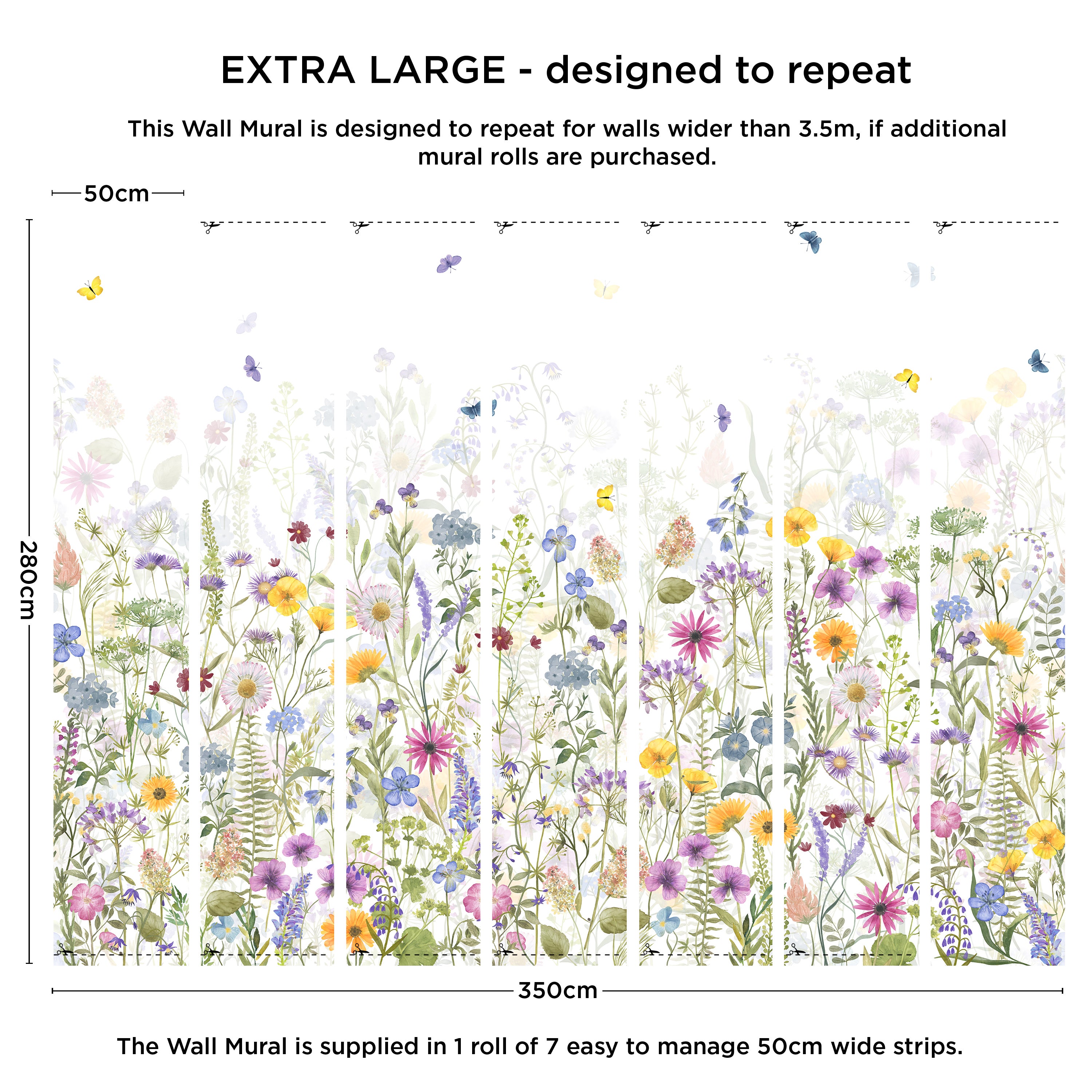 Spring Flowers Multicoloured Mural | Dunelm