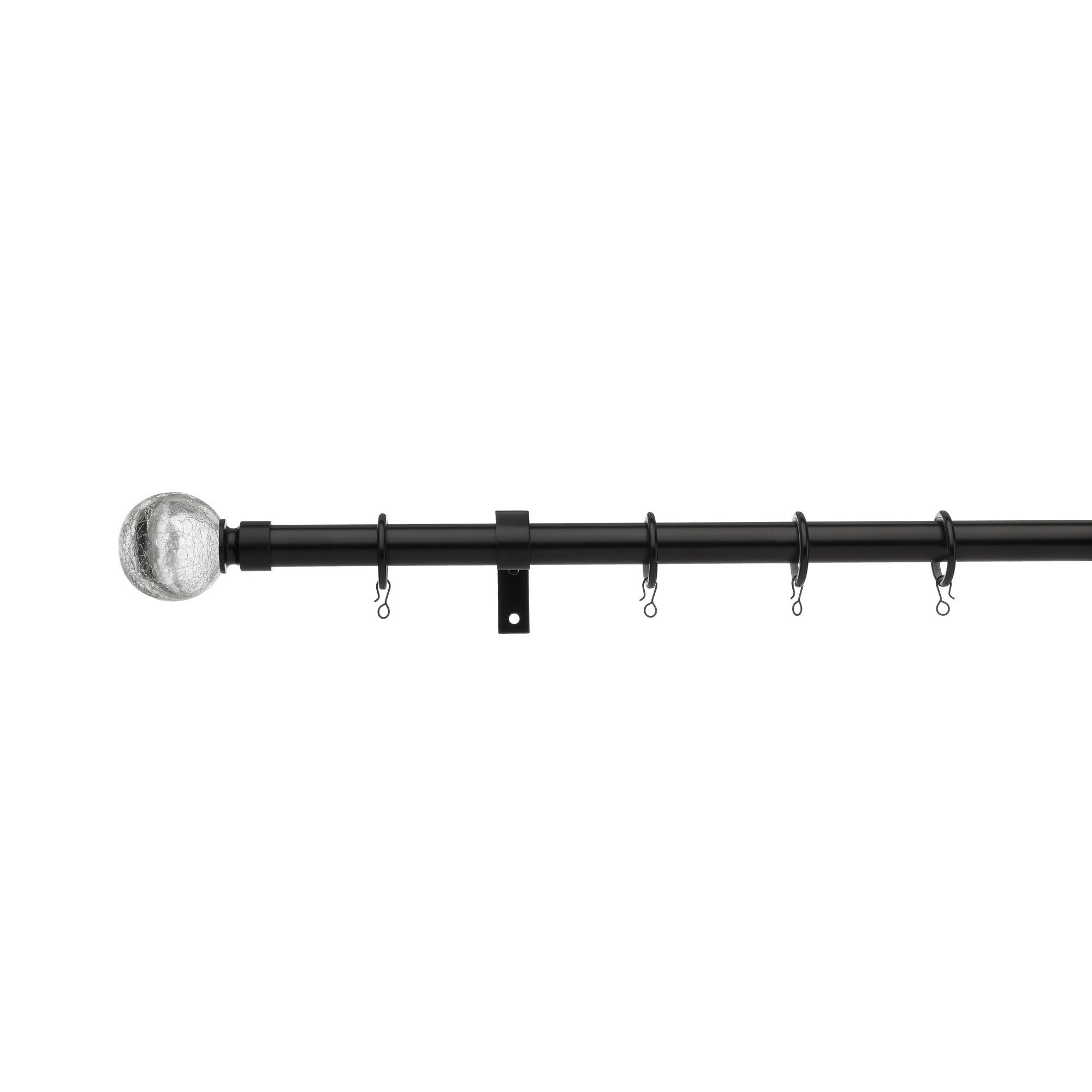 Universal Crackled Glass 19mm Fixed Curtain Pole Black
