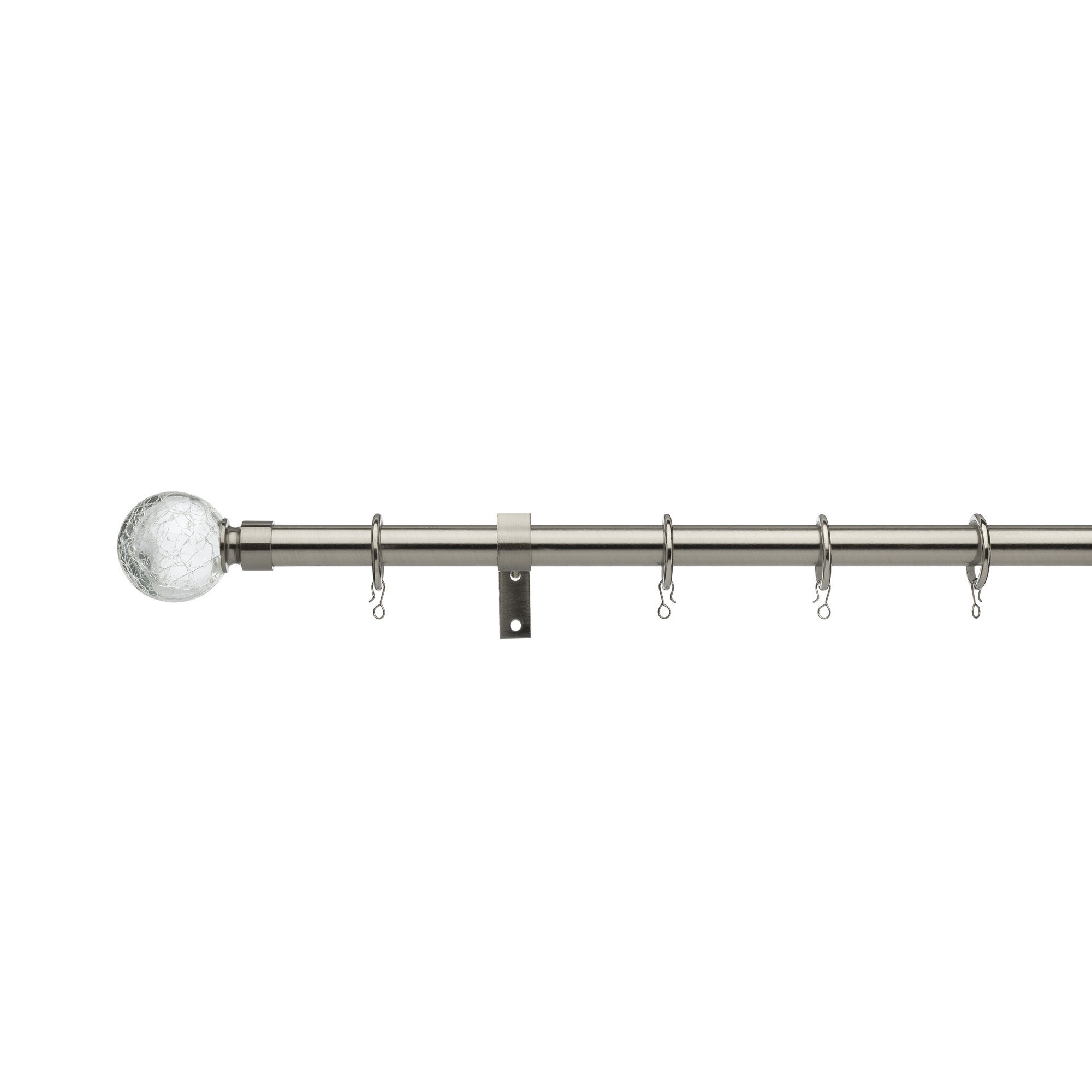 Universal Crackled Glass 19mm Fixed Curtain Pole Silver