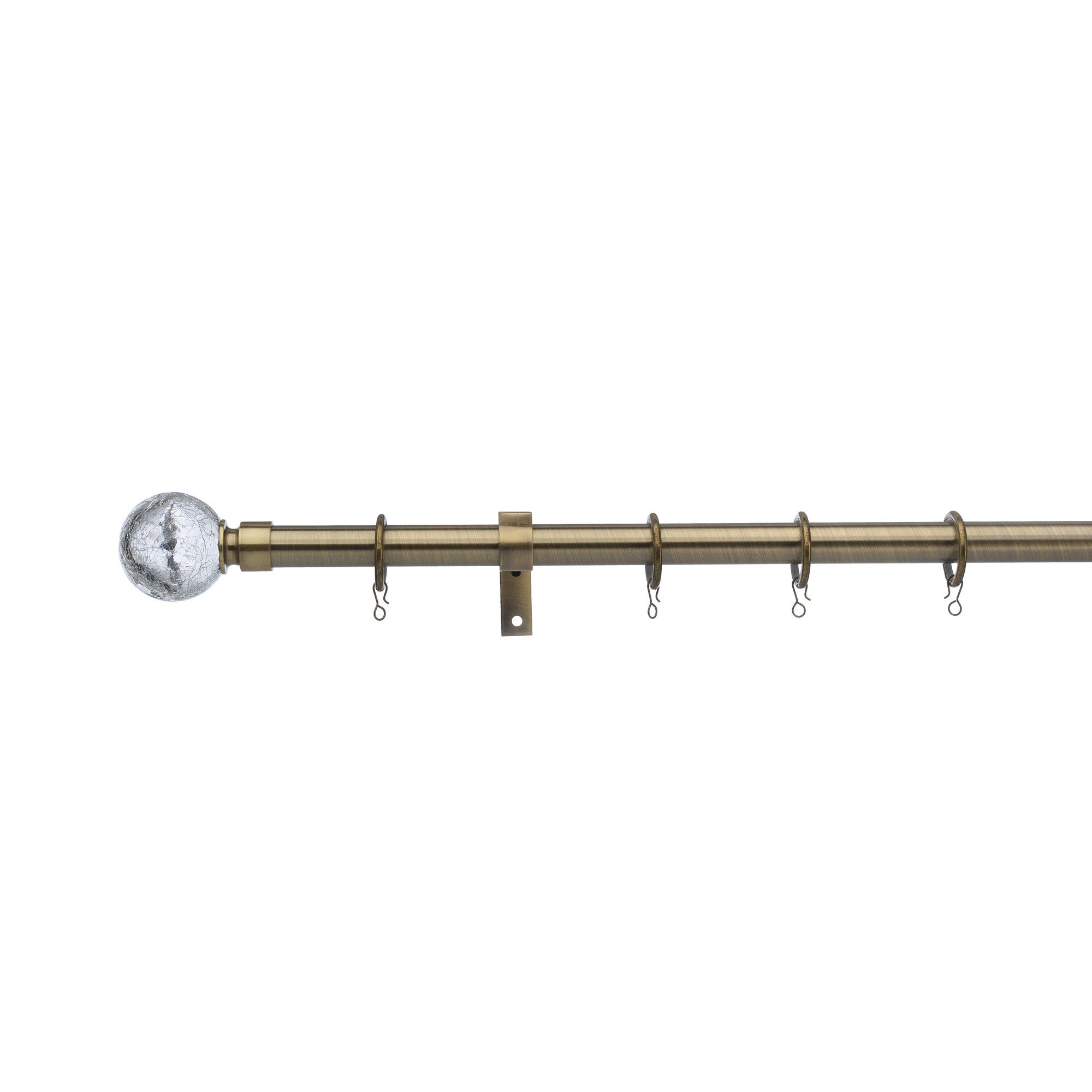 Universal Crackled Glass 19mm Fixed Curtain Pole Brass