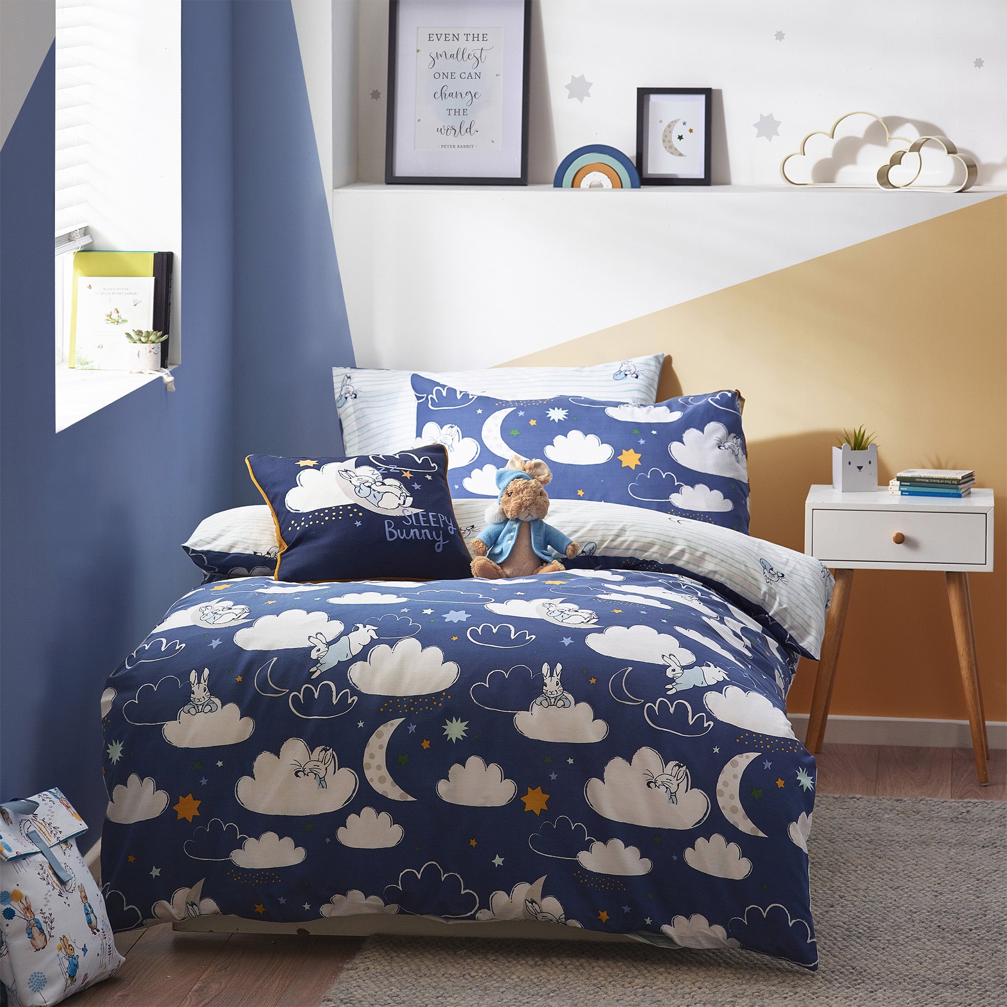 Photos - Bedspread / Coverlet Sleepy ™  Head Blue Duvet Cover and Pillowcase Set Blue/White 