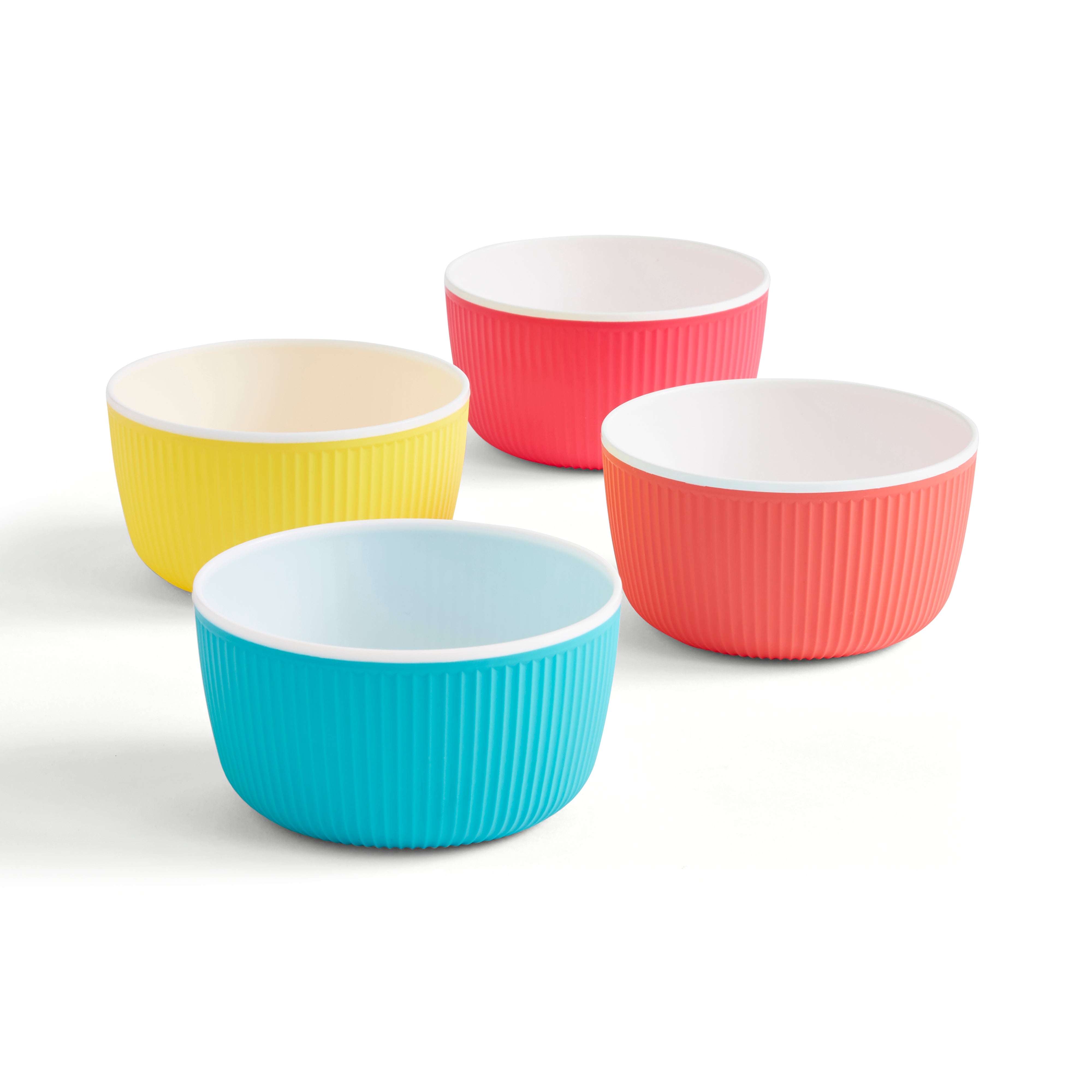 Set Of 4 Brights Picnic Bowls Multicoloured