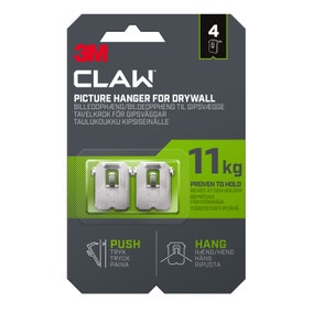 3M CLAW™ Plasterboard Picture and Mirror Hooks, 11 kg