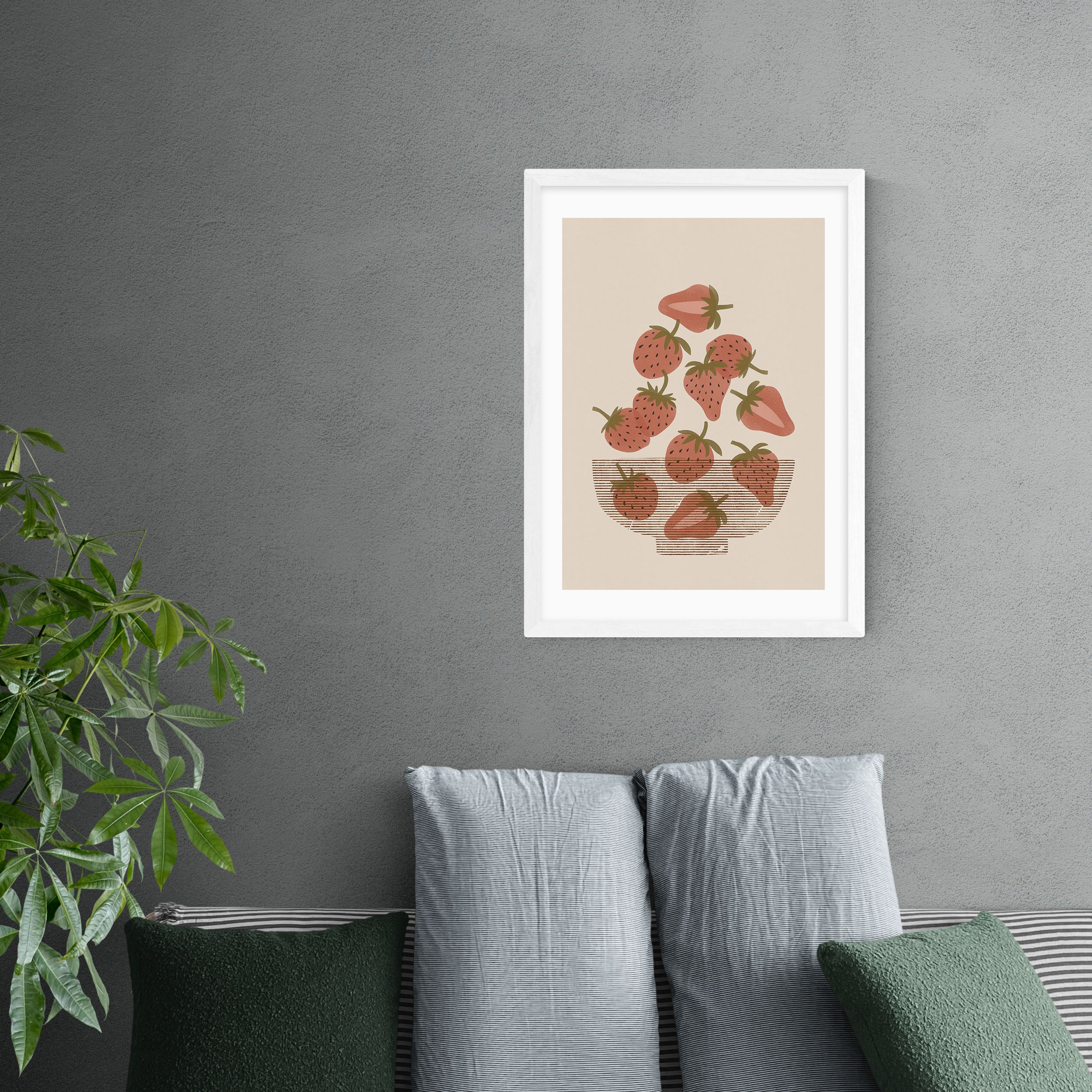 East End Prints Strawberry Bowl Print Red