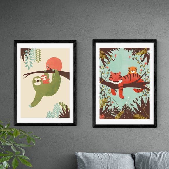 Set of 2 East End Prints Sloth & Tiger Prints