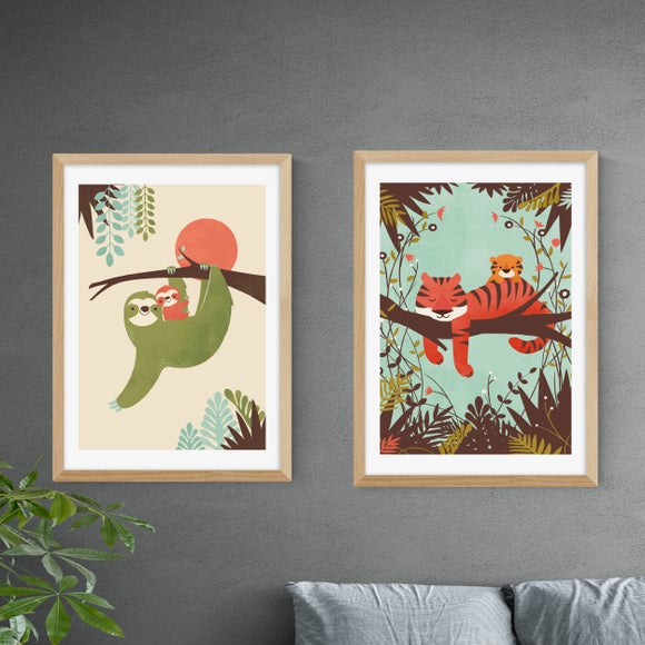 Set of 2 East End Prints Sloth & Tiger Prints