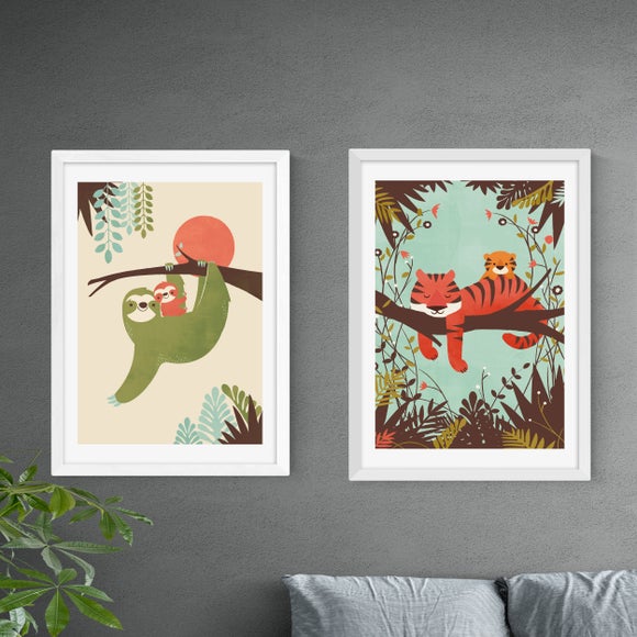 Set of 2 East End Prints Sloth & Tiger Prints