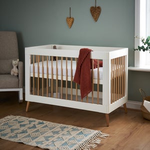 Obaby Maya Mini Cot Bed- White & Natural Pine