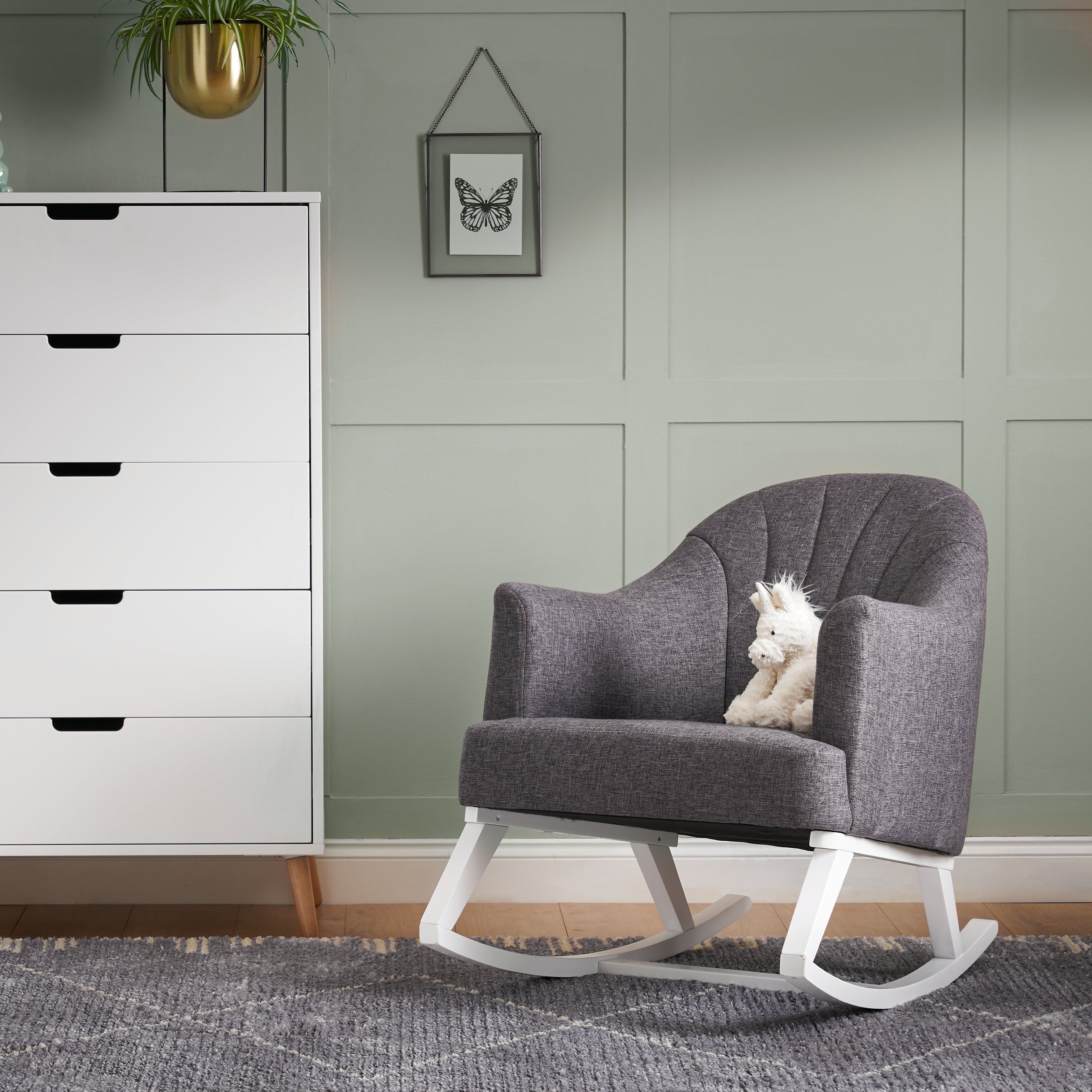 Obaby Round Back Rocking Chair Dark Grey