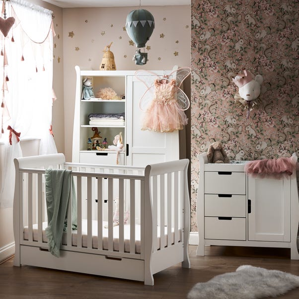 Obaby Stamford Mini 3 Piece Nursery Room Set, White image 1 of 3