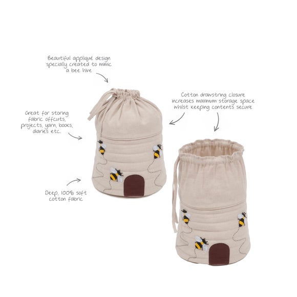 Grand Sac De Rangement Pour Projets Créatifs - 10,5 X 40,5 X 28 Cm - En Coton, Multiples Poches