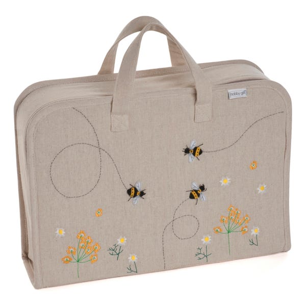 Hobby Gift Linen Bee Applique Project Case Natural image 1 of 5