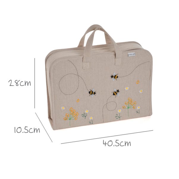 Hobby Gift Linen Bee Applique Project Case Natural | Dunelm