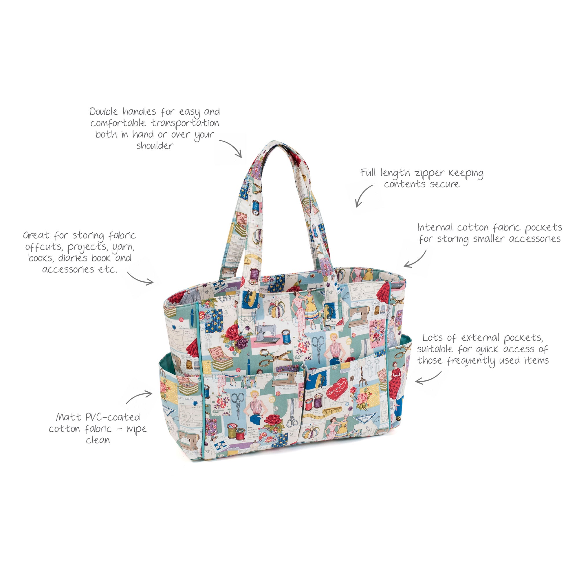 Hobby Gift Sew Retro Craft Bag Multi | Dunelm