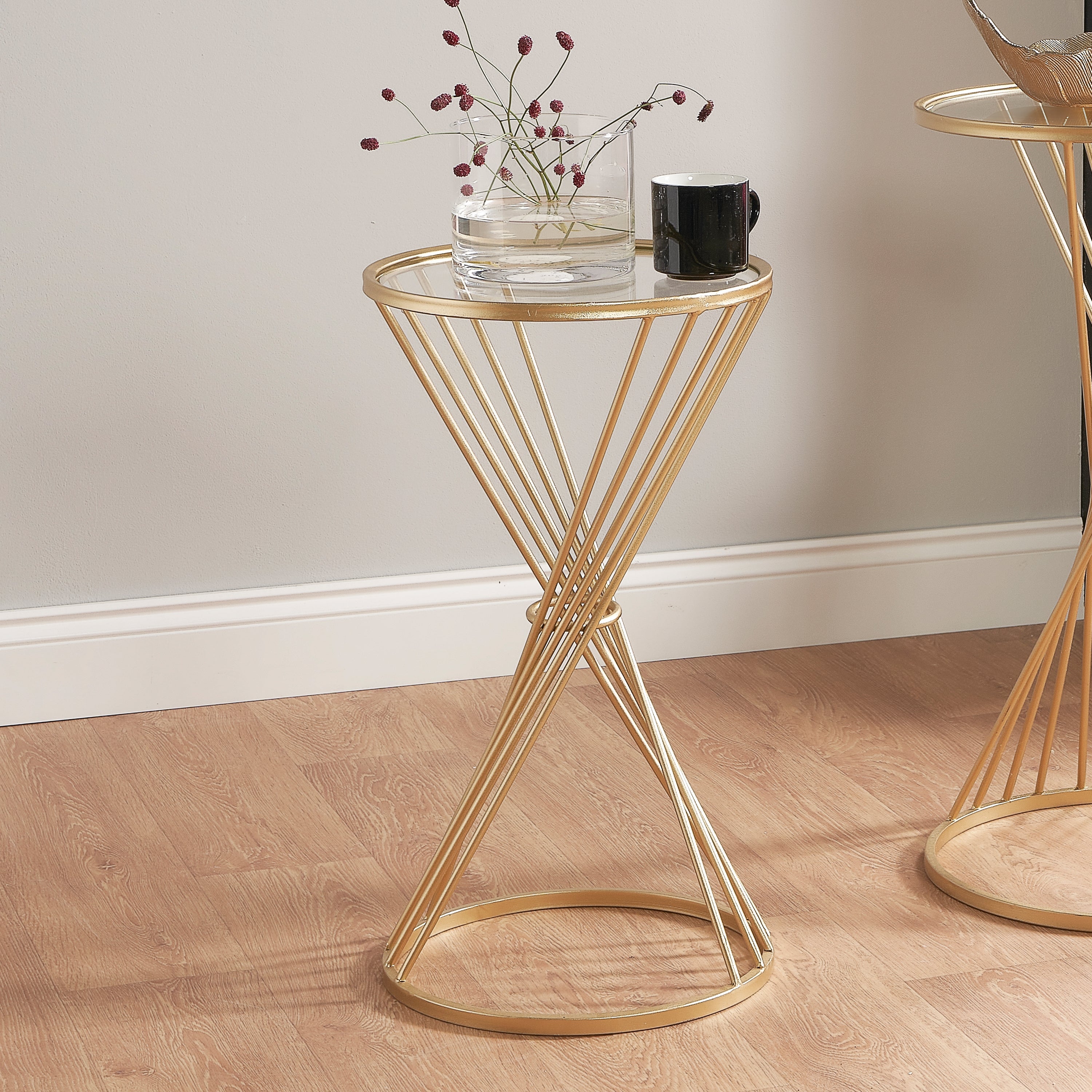 Pacific Liberty Side Table Iron Glass Goldclear