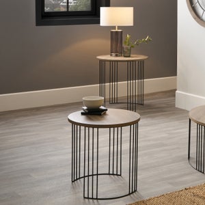 Pacific Atri Set Of 2 Nest Of Side Tables- Light Wood Effect