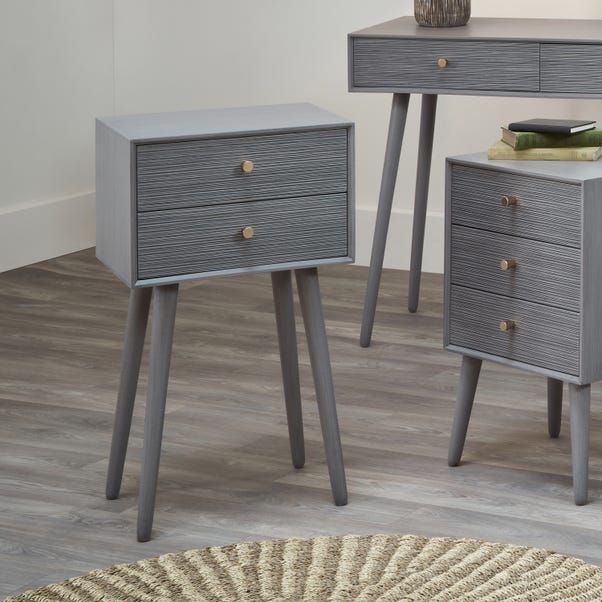Pacific Chaya 2 Drawer Bedside Table, Grey Pine image 1 of 5