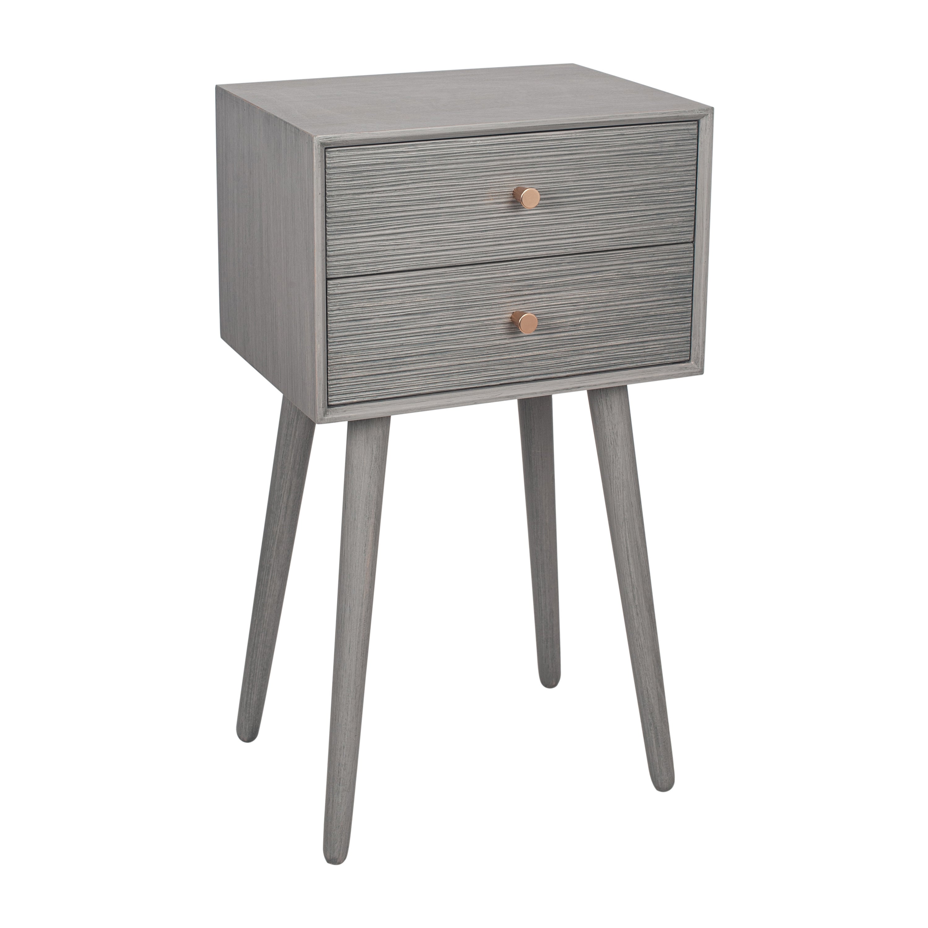 Pacific Chaya 2 Drawer Bedside Table, Grey Pine | Dunelm