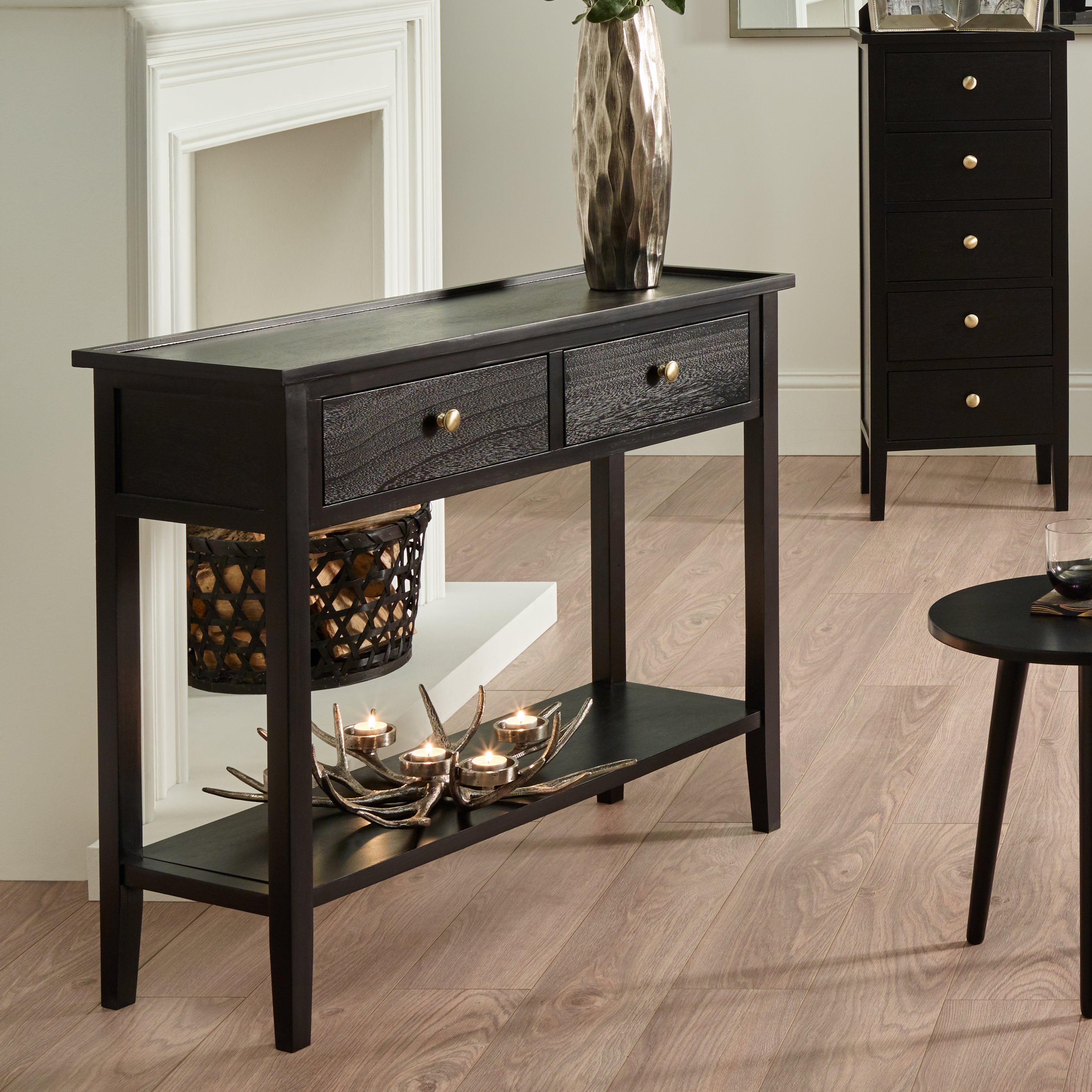 Pacific Chelmsford Console Table Black Painted Pine Black