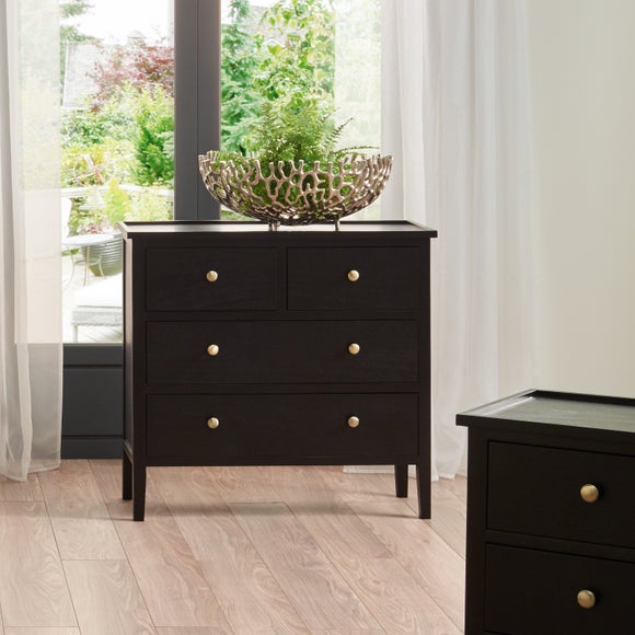 Pacific Chelmsford 4 Drawer Chest Black Painted Pine Dunelm