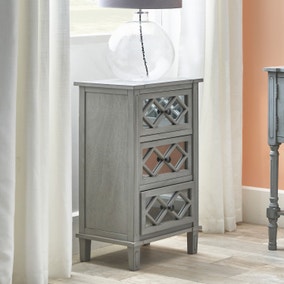Pacific Puglia 3 Drawer Bedside Table, Painted Pine