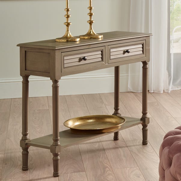 Pacific Ashwell Rectangle Console Table, Taupe Painted Pine image 1 of 2