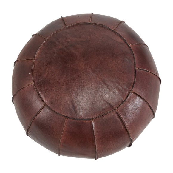 Giona Leather Pouffe Dunelm