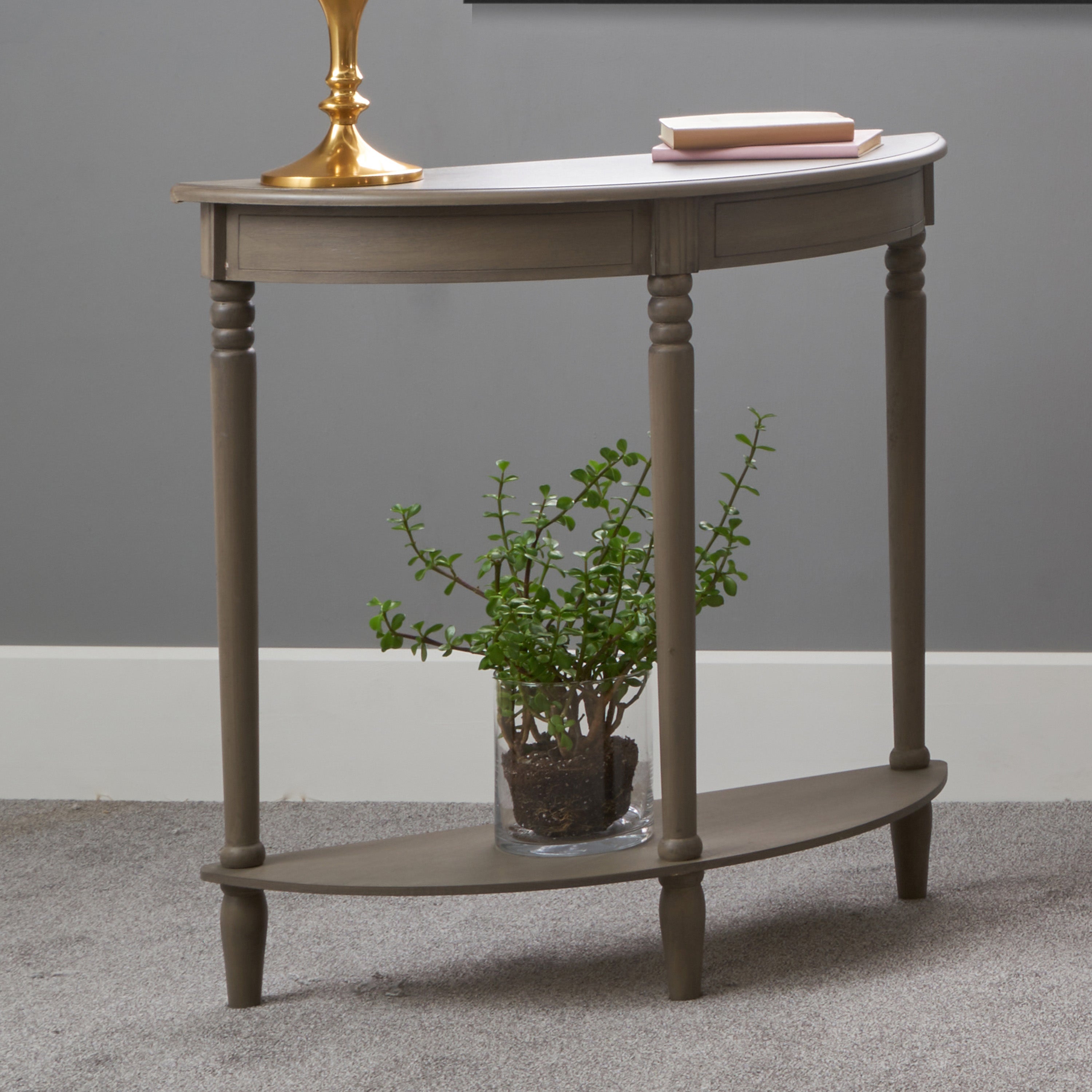 Pacific Ashwell Half Moon Console Table Taupe Painted Pine Brown