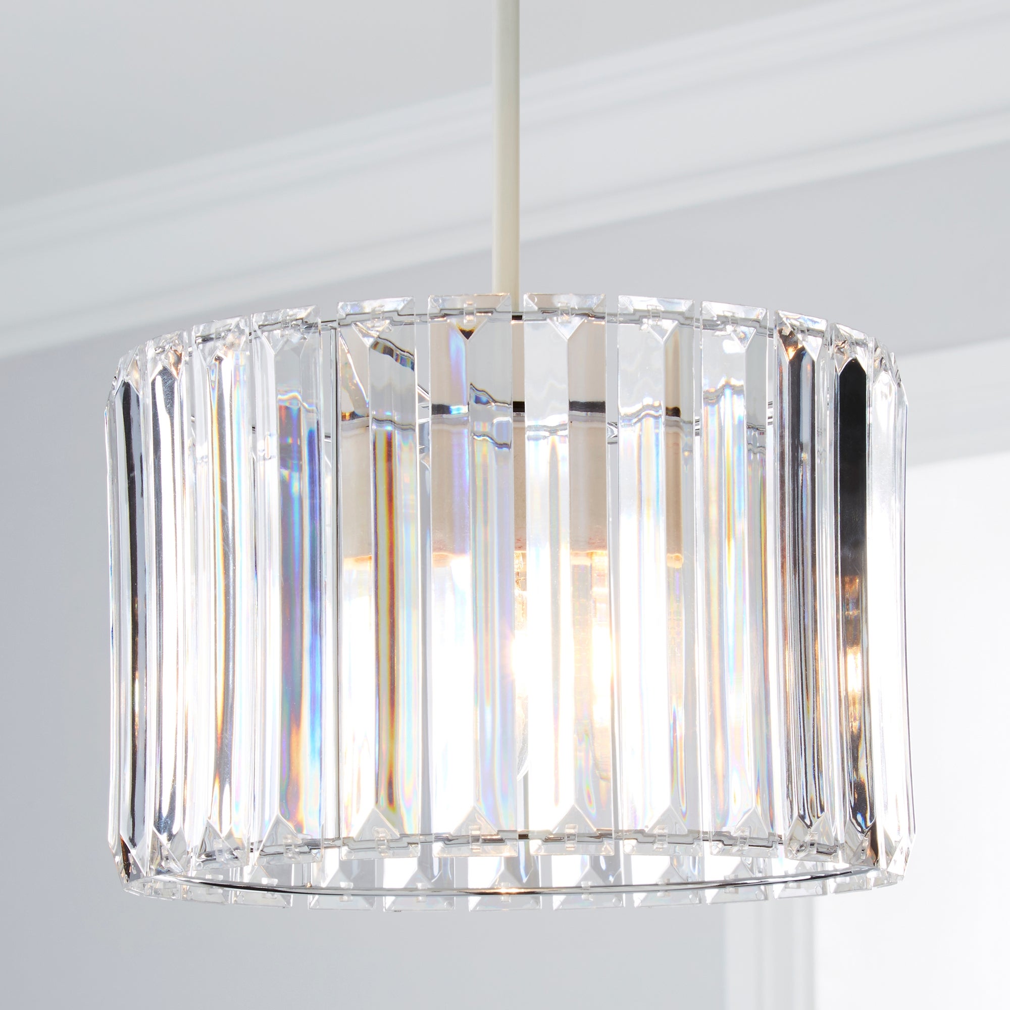Acrylic Prism Chrome Easy Fit Pendant Shade