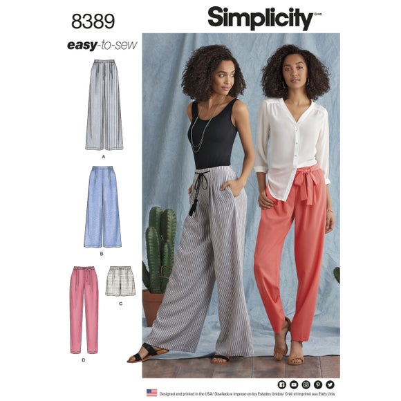 Simplicity Easy to Sew Womens Loose Fitting Pants Sewing Patterns Sizes  716  Amazonin Clothing  Accessories