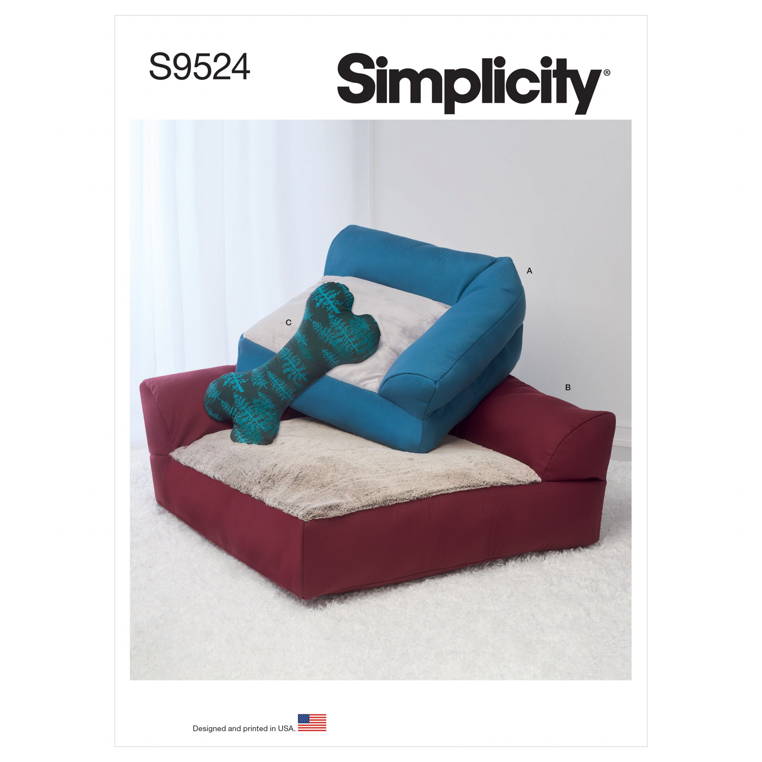 Simplicity S9524 Pet Beds And Stuffed Pillow Toy Sewing Pattern Off White