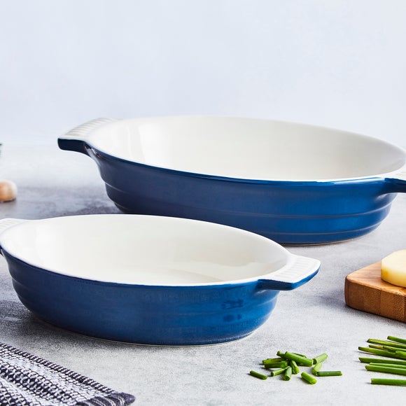 Barbary & Oak Set of 2 Oval Oven Dishes Dunelm