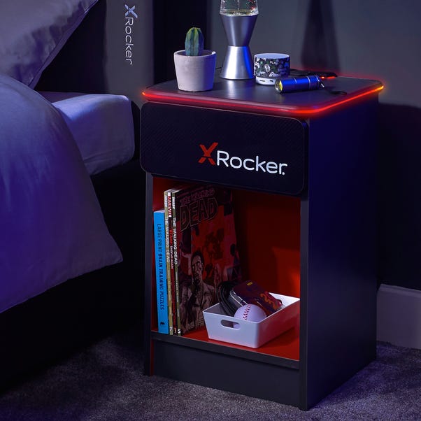 X Rocker Carbon Tek Bedside Table with Wireless charging  Black