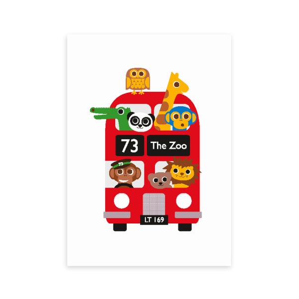 East End Prints Dicky Bird - London Bus Zoo Print image 1 of 1