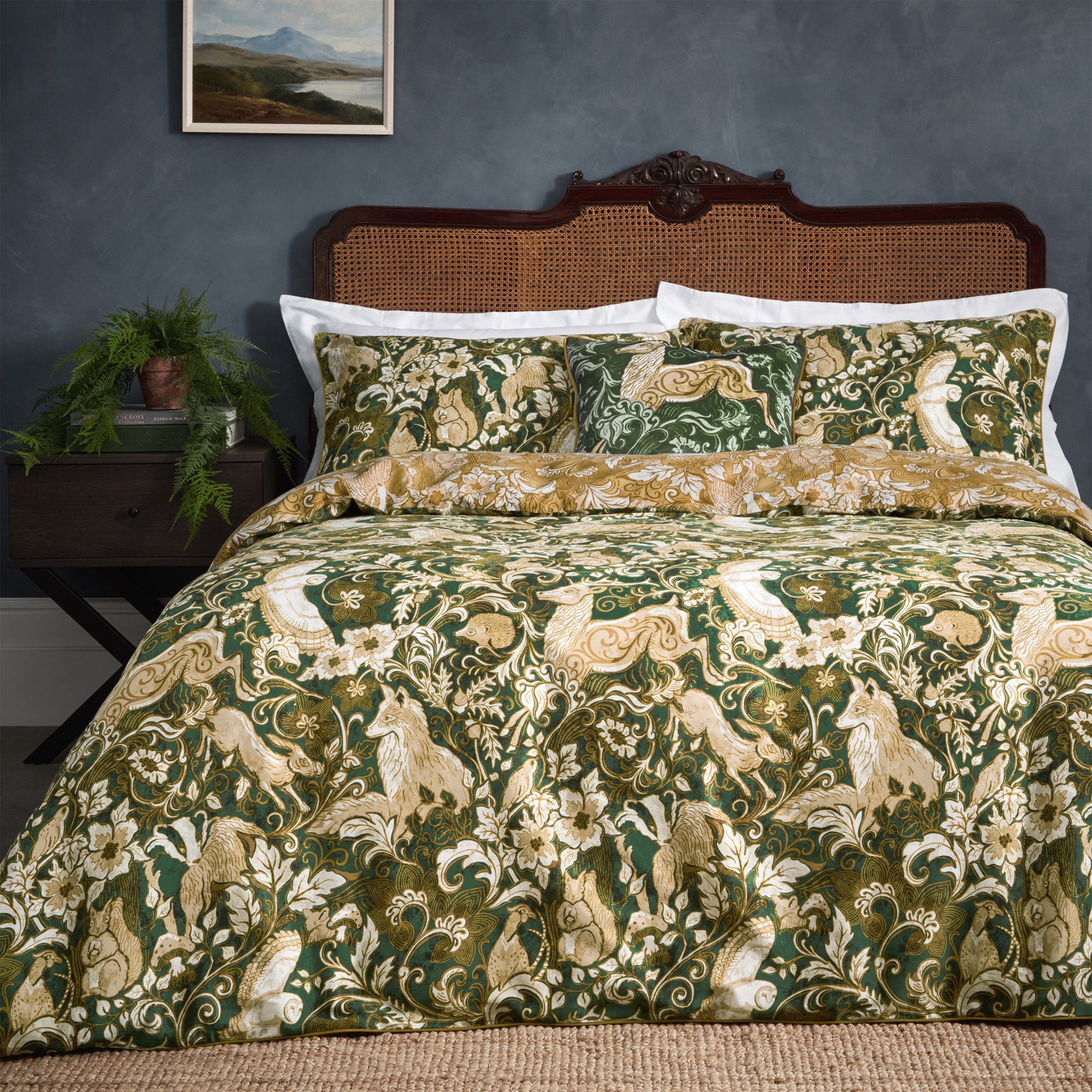 Paoletti Harewood Emerald 100 Cotton Duvet Cover Pillowcase Set Green