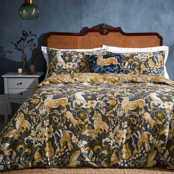 Paoletti Harewood Blue 100% Cotton Duvet Cover & Pillowcase Set image 1 of 3