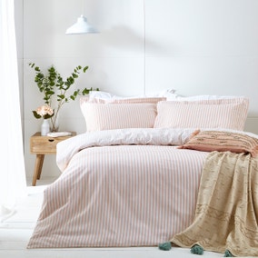 The Linen Yard Hebden Blush 100% Cotton Duvet Cover & Pillowcase Set