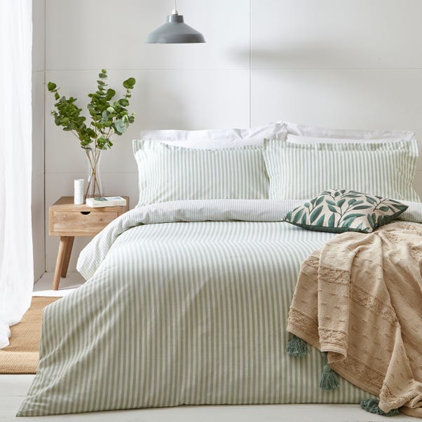 The Linen Yard Hebden Eucalyptus 100% Cotton Duvet Cover & Pillowcase Set  undefined