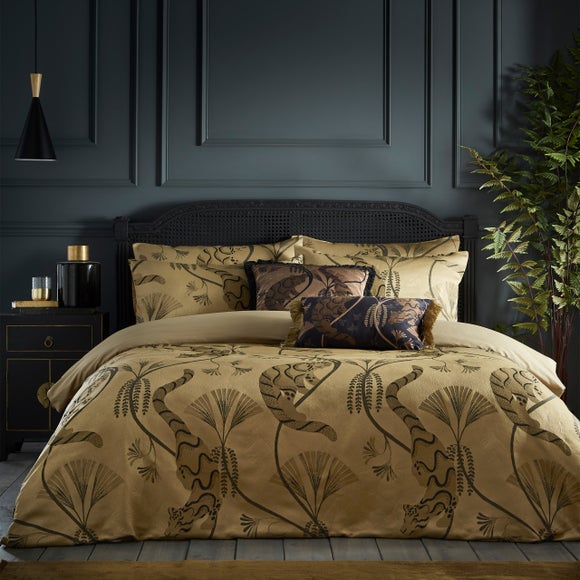 Paoletti Moondusk Gold Duvet Cover Pillowcase Set