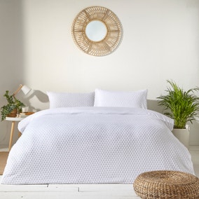 The Linen Yard Polka Tuft White 100% Cotton Duvet Cover & Pillowcase Set