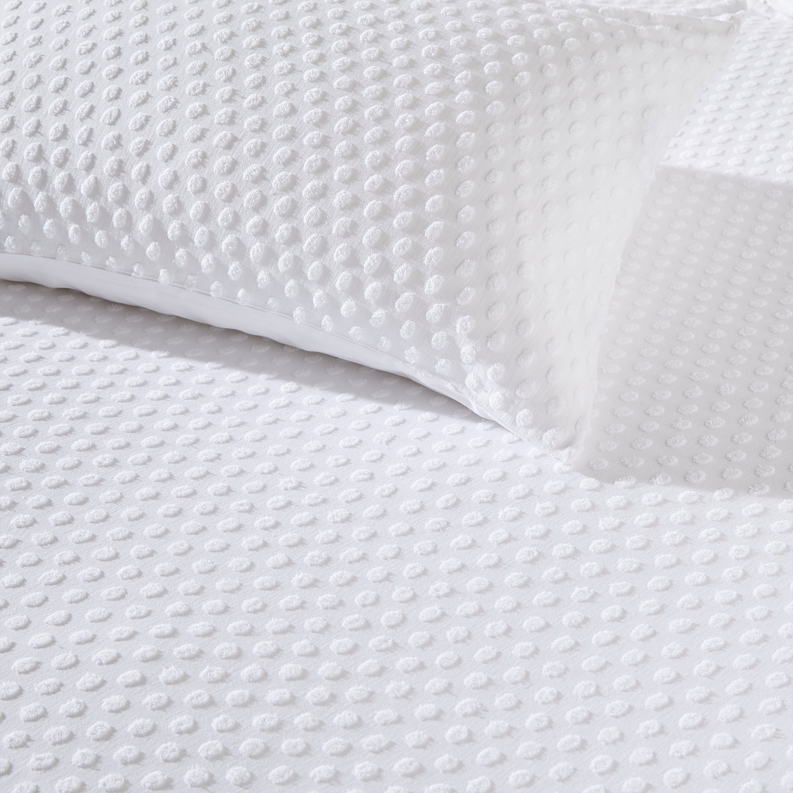 The Linen Yard Polka Tuft White 100% Cotton Duvet Cover & Pillowcase ...