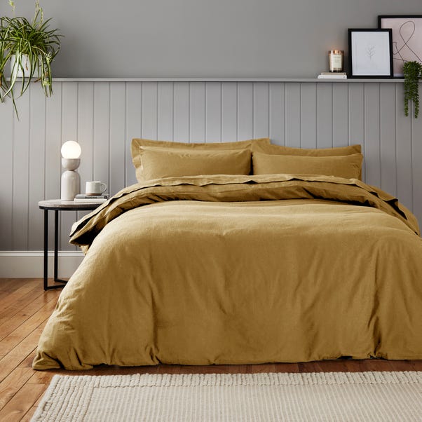Soft & Cosy Luxury Brushed Cotton Duvet Cover and Pillowcase Set Gold image 1 of 3