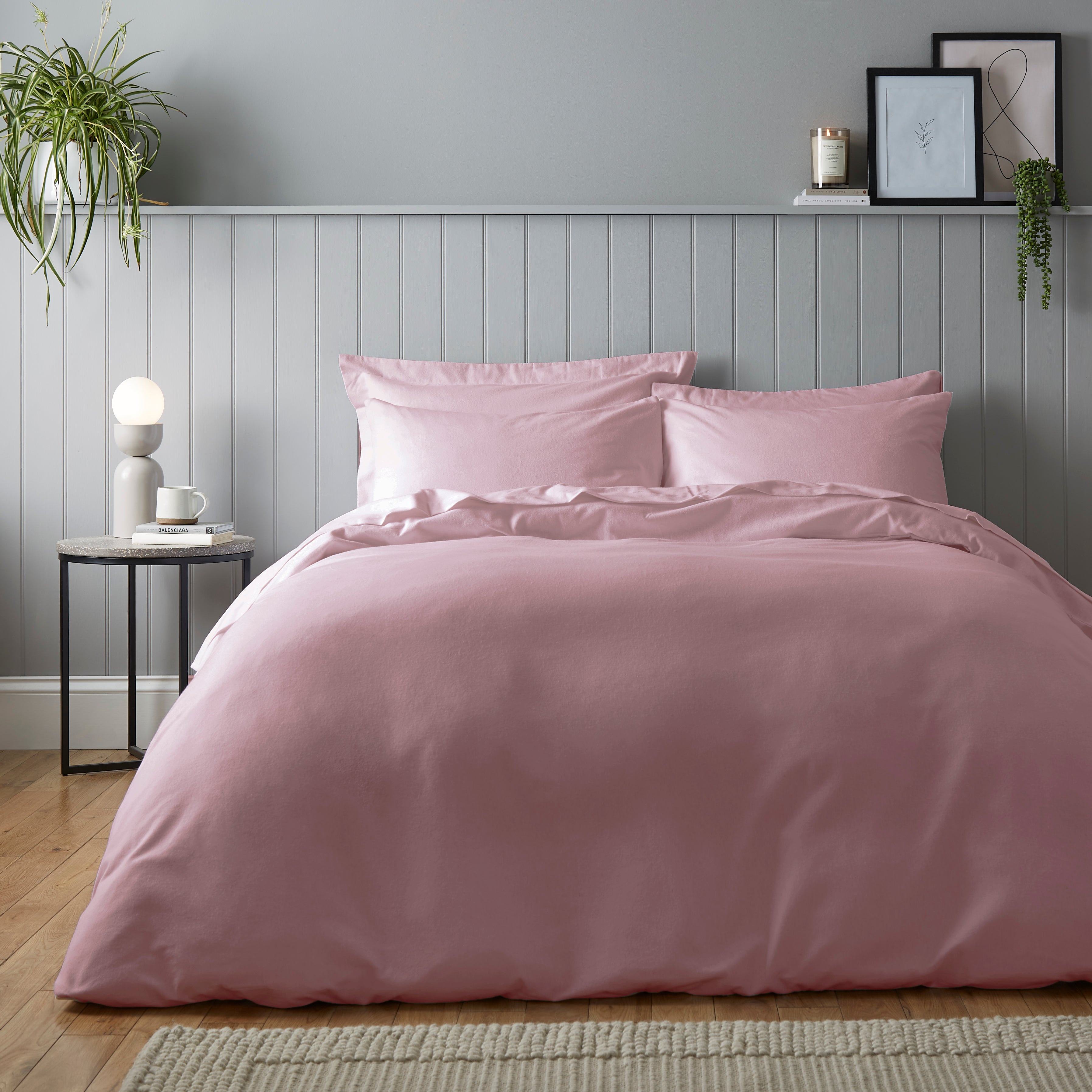 Soft Cosy Luxury Brushed Cotton Duvet Cover And Pillowcase Set Blush Pink