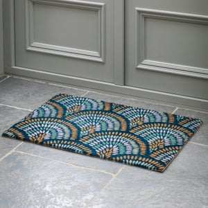 Cedar & Sage Navy Rainbow Coir Doormat