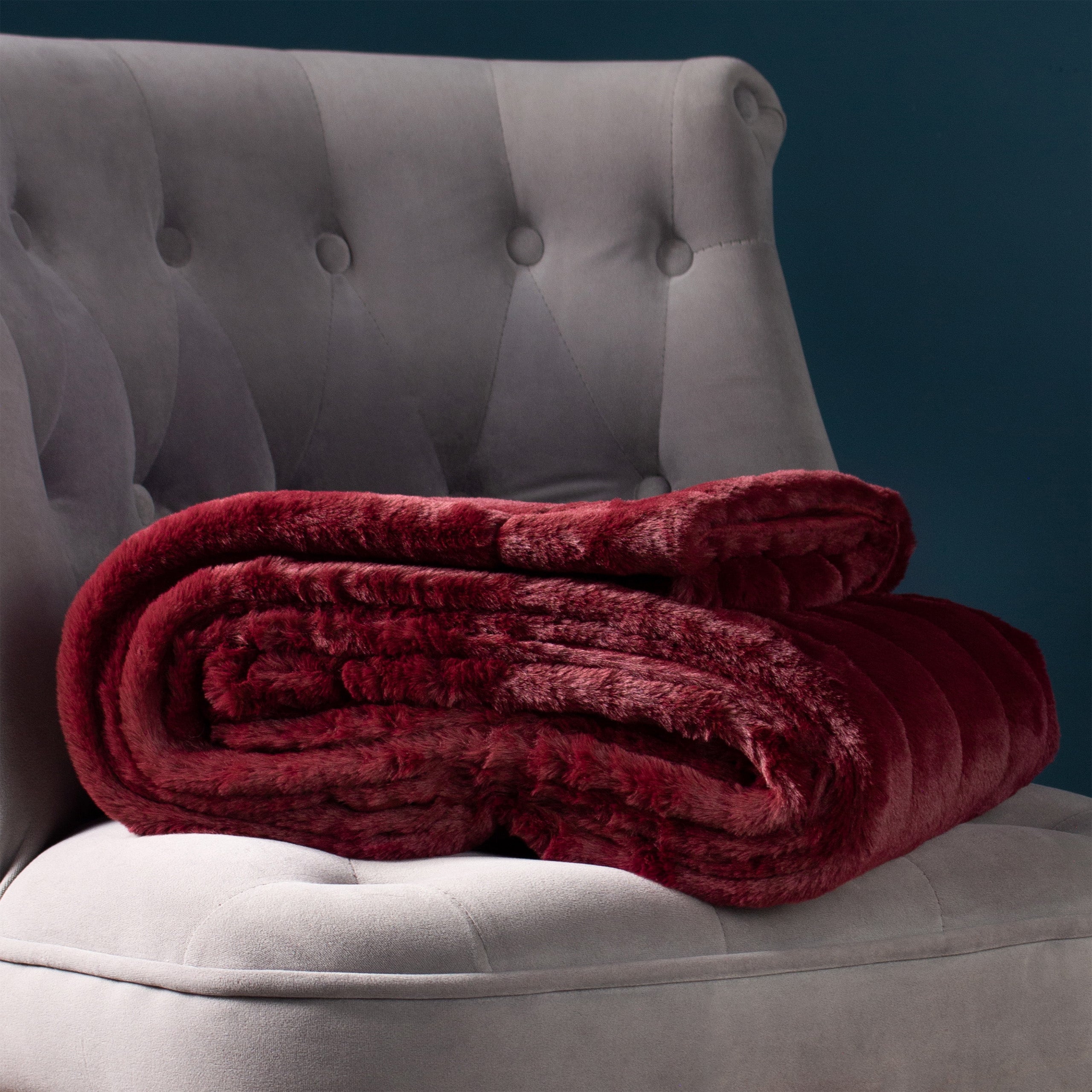 Empress Faux Fur Throw Ruby Red