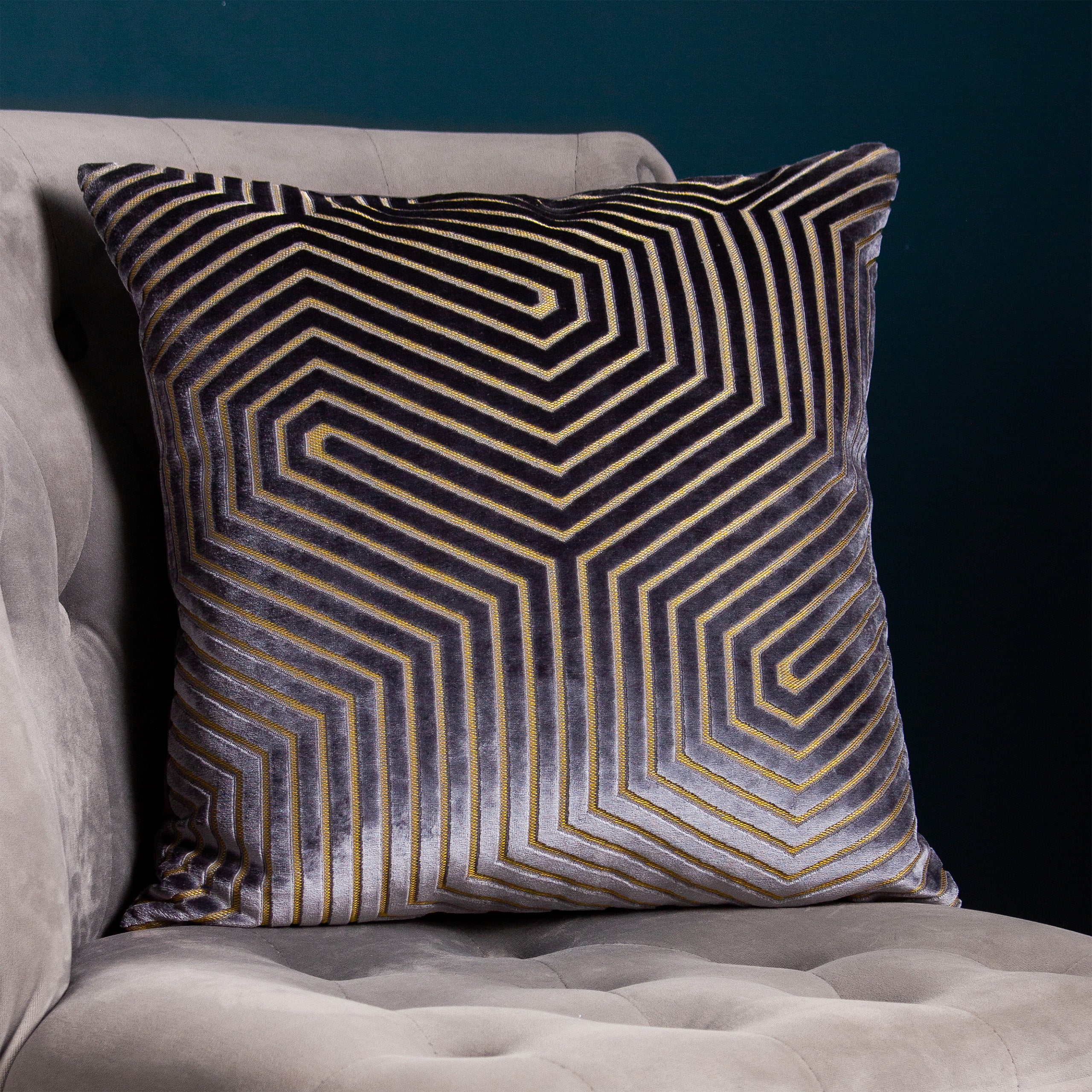 Evoke Velvet Cushion Dark Grey